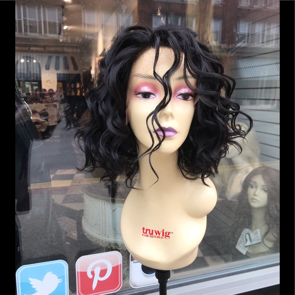Wig DARK BROWN Swisslace Fulllace Curly fulllace - Picture 1 of 8